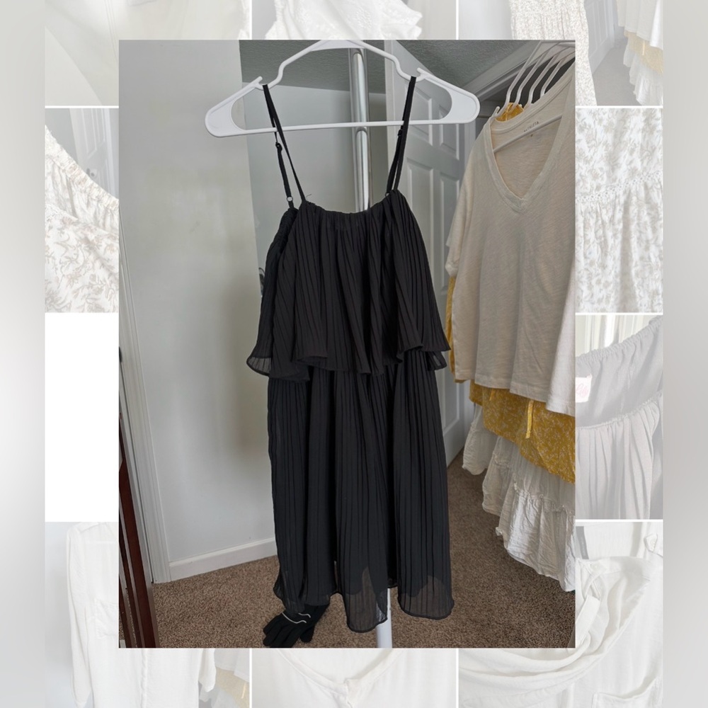 Pink Lily Black Pleated Dress